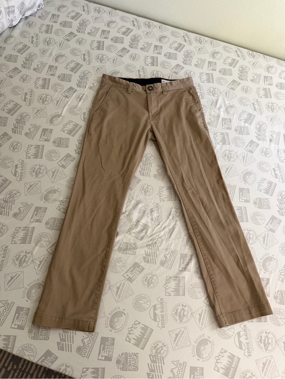 Volcom Vorta Slim Fit Chino Pants Khaki Tan Mens 30x28 Skateboard Trousers